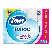 Бумага туалетная бытовая, спайка 12 штук, 2-х слойная (12х23 м), ZEWA Plus, белая, 144090