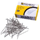 Булавки офисные BRAUBERG, 24 мм, 500 шт., в картонной коробке, 220562