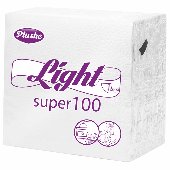 Салфетки бумажные 90 штук, 22,5х22,5 см, PLUSHE Light, белые, 100% целлюлоза