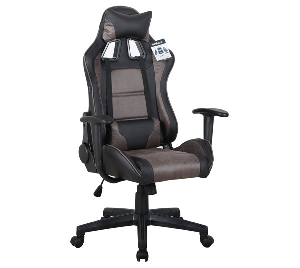Кресло компьютерное BRABIX "GT Racer GM-100", две подушки, ткань, экокожа, черное/коричневое