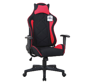 Кресло компьютерное BRABIX "GT Racer GM-101", подушка, ткань, черное/красное