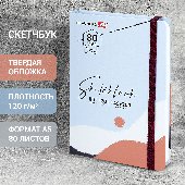 Скетчбук, белая бумага 120 г/м2 145х203 мм, 80 л., резинка, твердый, BRAUBERG ART DEBUT "Дюна", 114586