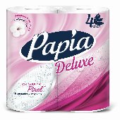 Бумага туалетная быт., спайка 4 шт., 4-слойная (4х16 м), PAPIA DELUXE, белая, 5080736