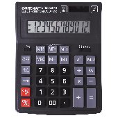Калькулятор ОФИСМАГ настольный OFM-333, 12 разрядов, двойное питание, ЧЕРНЫЙ, 200x154 мм, 250462