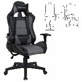 Кресло компьютерное BRABIX "GT Racer GM-100", две подушки, экокожа, черное/серое, 531926