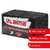 Салфетки бумажные 400 шт., 24х24 см, "Big Pack", черные, 100% целлюлоза, LAIMA, 115401