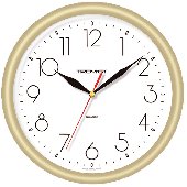 Часы настенные ход плавный, Troyka 21271212, круглые, 24*24*3, золотистая рамка, 317170, 21271212