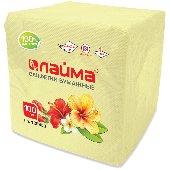 Салфетки бумажные, 100 шт., 24х24 см, ЛАЙМА, жёлтые (пастель), 100% целлюлоза, 126908