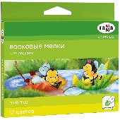 Мелки восковые "Пчелка", 12цв., круглые, картон, европодвес, 324947, 2711191