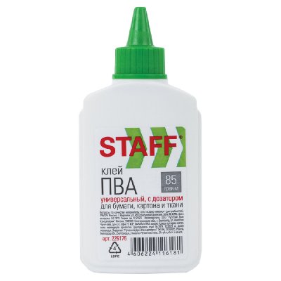 Клей ПВА STAFF, 85 г, с дозатором, 225175
