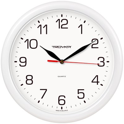 Часы настенные ход плавный, Troyka 21210213, круглые, 24*24*3, белая рамка, 290816, 21210213
