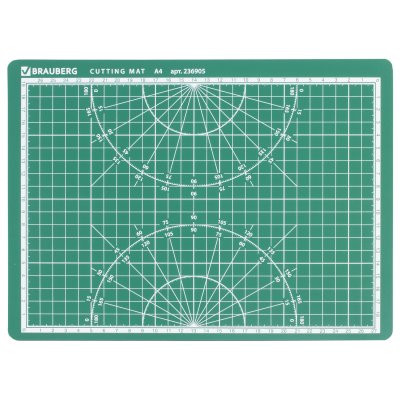 Мат для резки BRAUBERG, 3-слойный, А4 (300х220 мм), двусторонний, толщина 3 мм, зеленый, 236905