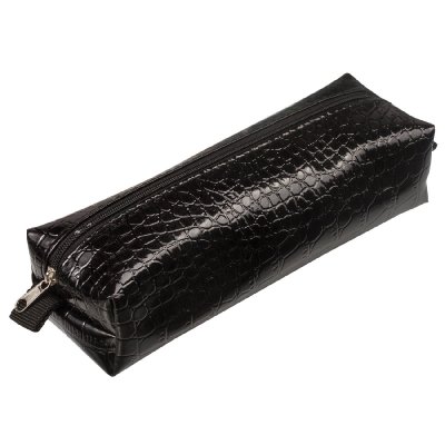 Пенал-косметичка BRAUBERG "Ultra black", "крокодиловая кожа", 20х6х4 см, 223909