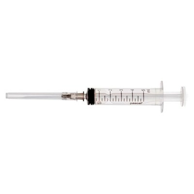 Шприц 3-х компонентный PASCAL, 5 мл, КОМПЛЕКТ 100 шт., в коробке, игла 0,7х30 - 22G, 120406