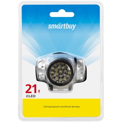 Фонарь налобный Smartbuy SBF-HL006-K, светодиодный, 21 LED, 3*ААА (не в комплекте), серый, 252057, SBF-HL006-K