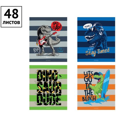 Тетрадь 48л., А5, линия ArtSpace "Рисунки. Dino paty", ТВИН-лак, 294665