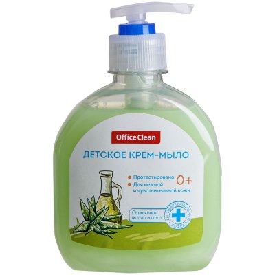 Мыло-крем жидкое OfficeClean "Детское", "Оливковое масло и алоэ", с дозатором, 300мл, 319531, 319531