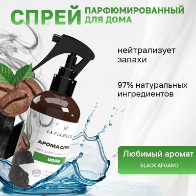 Парфюмированный спрей для дома и авто La Cachette U008 Black Afgano, 250мл (на водной основе)