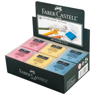 Ластик-клячка FABER-CASTELL, 40х35х10 мм, цветной прямоугольный, натуральный каучук, 127321
