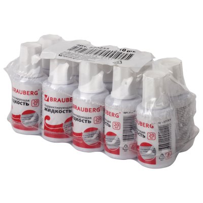 Корректирующая жидкость BRAUBERG "Classic", быстросохнущая, 20 мл, с кисточкой, 220255