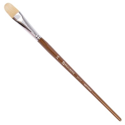 Кисть художественная профессиональная BRAUBERG ART "CLASSIC", щетина, овальная, № 26, длинная ручка, 200739