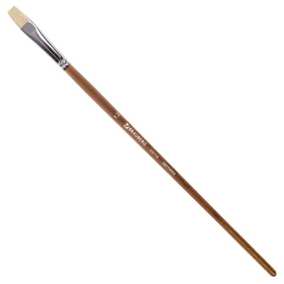 Кисть художественная профессиональная BRAUBERG ART "CLASSIC", щетина, плоская, № 12, длинная ручка, 200718