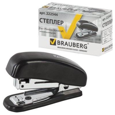 Степлер №10 МИНИ BRAUBERG "Classic", до 12 листов, с антистеплером, черный, 222544