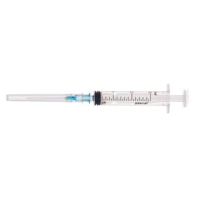 Шприц 3-х компонентный PASCAL, 3 мл, КОМПЛЕКТ 100 шт. в коробке, игла 0,6х30 - 23G, 120305