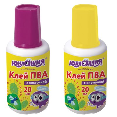Клей ПВА с кисточкой, 20 г, ЮНЛАНДИЯ, 228420