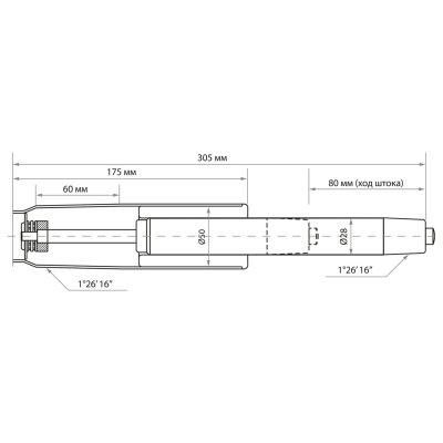 Газ-лифт BRABIX A-80 суперкороткий, черный, длина в открытом виде 305 мм, d50 мм, класс 2, 532000