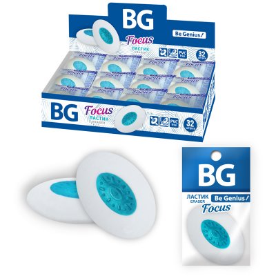 Ластик BG "Focus", овальный, пластиковый держатель, термопластичная резина, 40*30мм, 331860