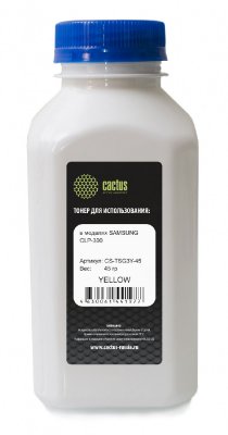 Тонер Cactus CS-TSG3Y-45, желтый, флакон 45гр., для принтера Samsung CLP 300/315/320/325/360/415/500/510/600/610