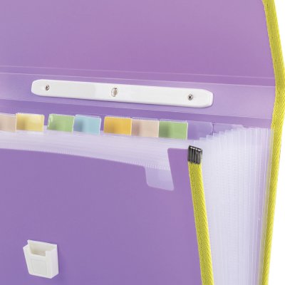 Портфель пластиковый BRAUBERG "Joy", А4 (330х245х35 мм), 13 отделений, с окантовкой, индексные ярлыки, фиолетовый, 227977