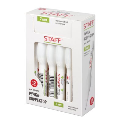 Ручка-корректор STAFF, 7 мл, металлический наконечник, 226816