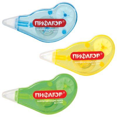 Корректирующая лента ПИФАГОР 5 мм х 4 м, корпус механизм перемотки, блистер, 227803