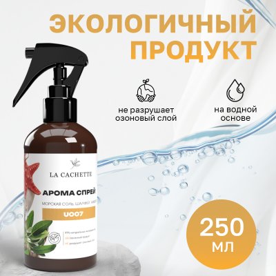 Парфюмированный спрей для дома и авто La Cachette U007 Wood Sage & Sea Salt, 250мл (на водной основе)