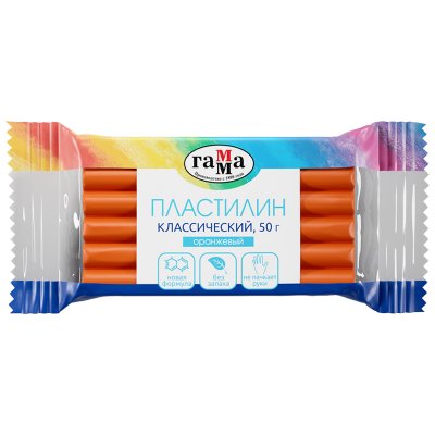 Пластилин Гамма "Классический", оранжевый, 50г, 274078