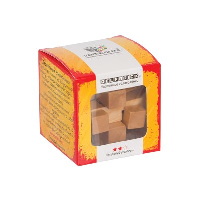 Игра-головоломка деревянная DELFBRICK "Занимательный куб", 12 элементов, 313156