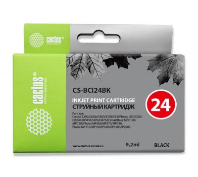 Картридж струйный Cactus CS-BCI24BK черный (9.2 мл)