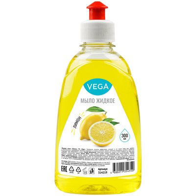 Мыло жидкое Vega "Лимон", пуш-пул, 300мл, 314219, 314219