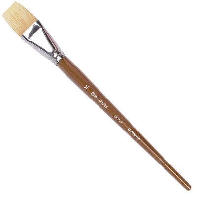 Кисть художественная профессиональная BRAUBERG ART "CLASSIC", щетина, плоская, № 36, длинная ручка, 200727