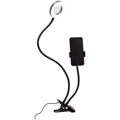 Светильник настольный кольцевой Artstyle TL-604B, 12Вт, LED, диммирование 10 уровней, гибкая стойка, прищепка, USB-порт, 312863, TL-604B