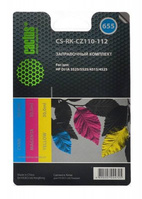 Заправочный набор Cactus CS-RK-CZ110-112 многоцветный 90 мл для HP DJ IA 3525/5525/4515/4525