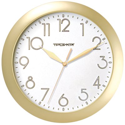 Часы настенные ход плавный, Troyka 11171183, круглые, 29*29*3,5, золотистая рамка, 317163, 11171183