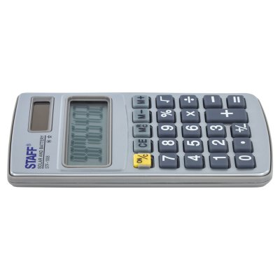 Калькулятор карманный металлический STAFF STF-1008 (103х62 мм), 8 разрядов, двойное питание, 250115