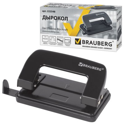 Дырокол металлический BRAUBERG "Classic", до 10 листов, черный, 222548