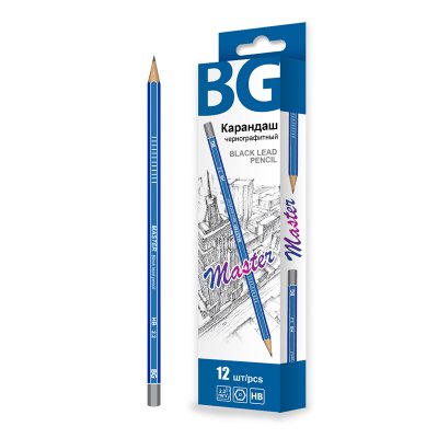 Карандаш ч/г BG "Master" HB, шестигран., европодвес, 302158
