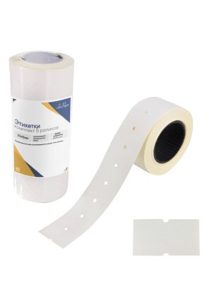 Этикет-лента Lux-Paper 21х12 мм, прямоугольная, белая, комплект 5 рулонов по 600 шт