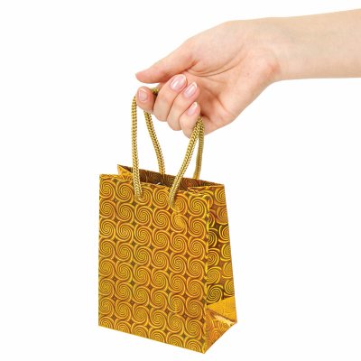 Пакет подарочный 11,4x6,4x14,6 см, ЗОЛОТАЯ СКАЗКА голография, 4 цвета, 606605