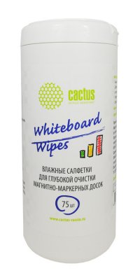 Салфетки влажные Cactus CS-WB075 для маркерных досок, туба, 75шт